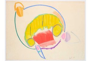 Colorful diagram of a brain with labeled parts on a beige background