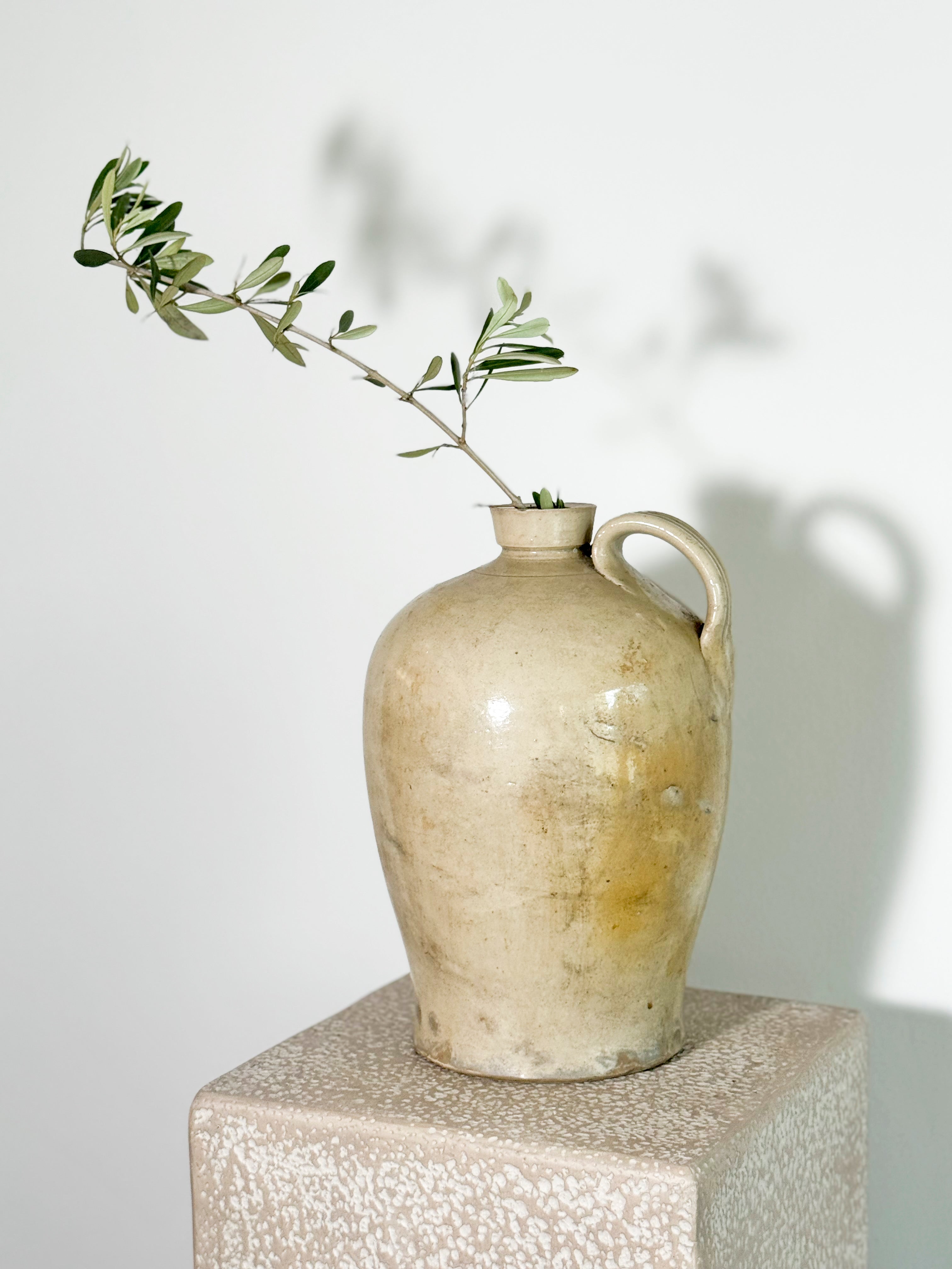 Antique French Earthenware Flagon Pot
