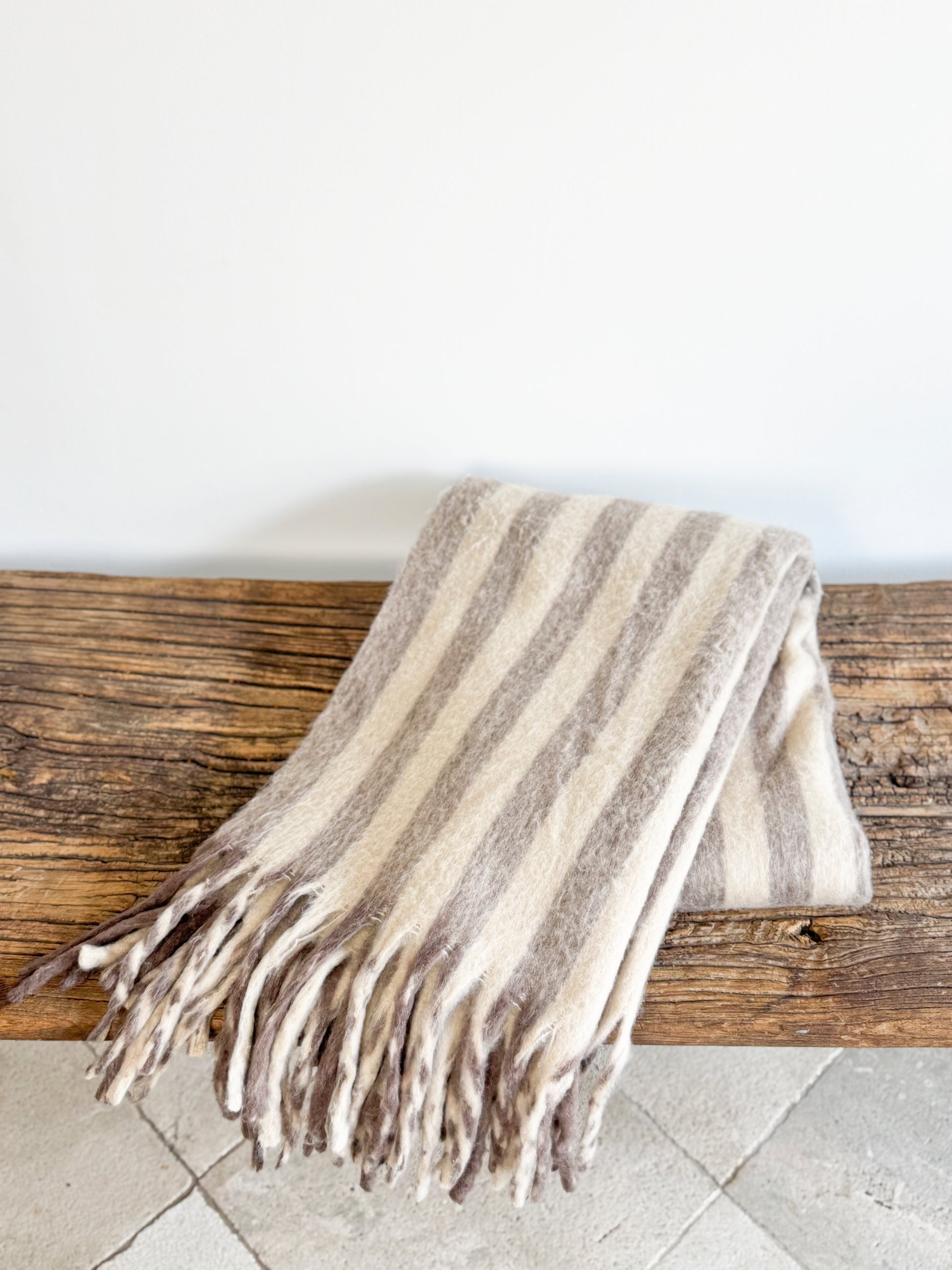 Arctic Fox Blanket - Burnt Umber Stripe