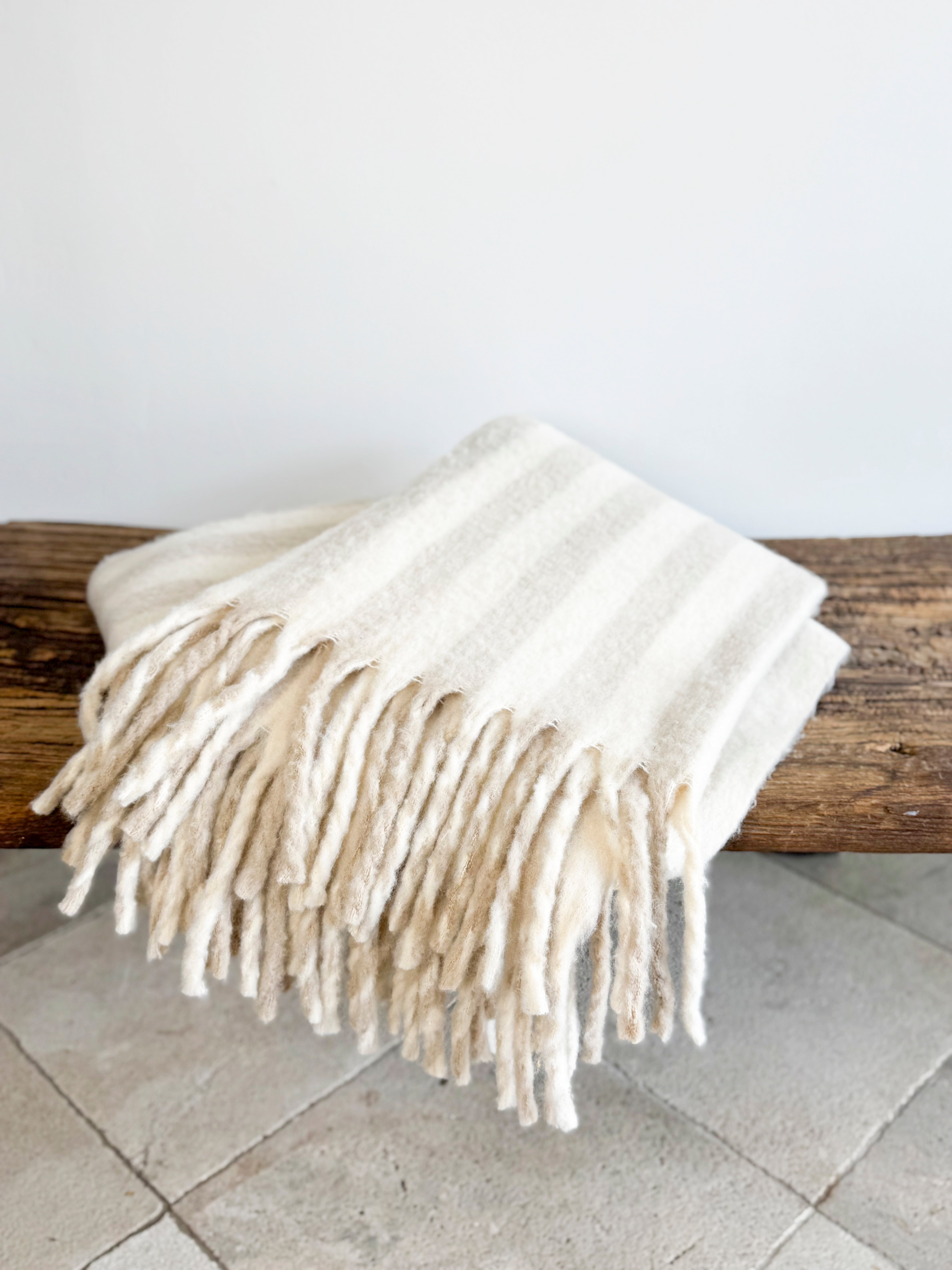 Arctic Fox Blanket - Pale Taupe Stripe