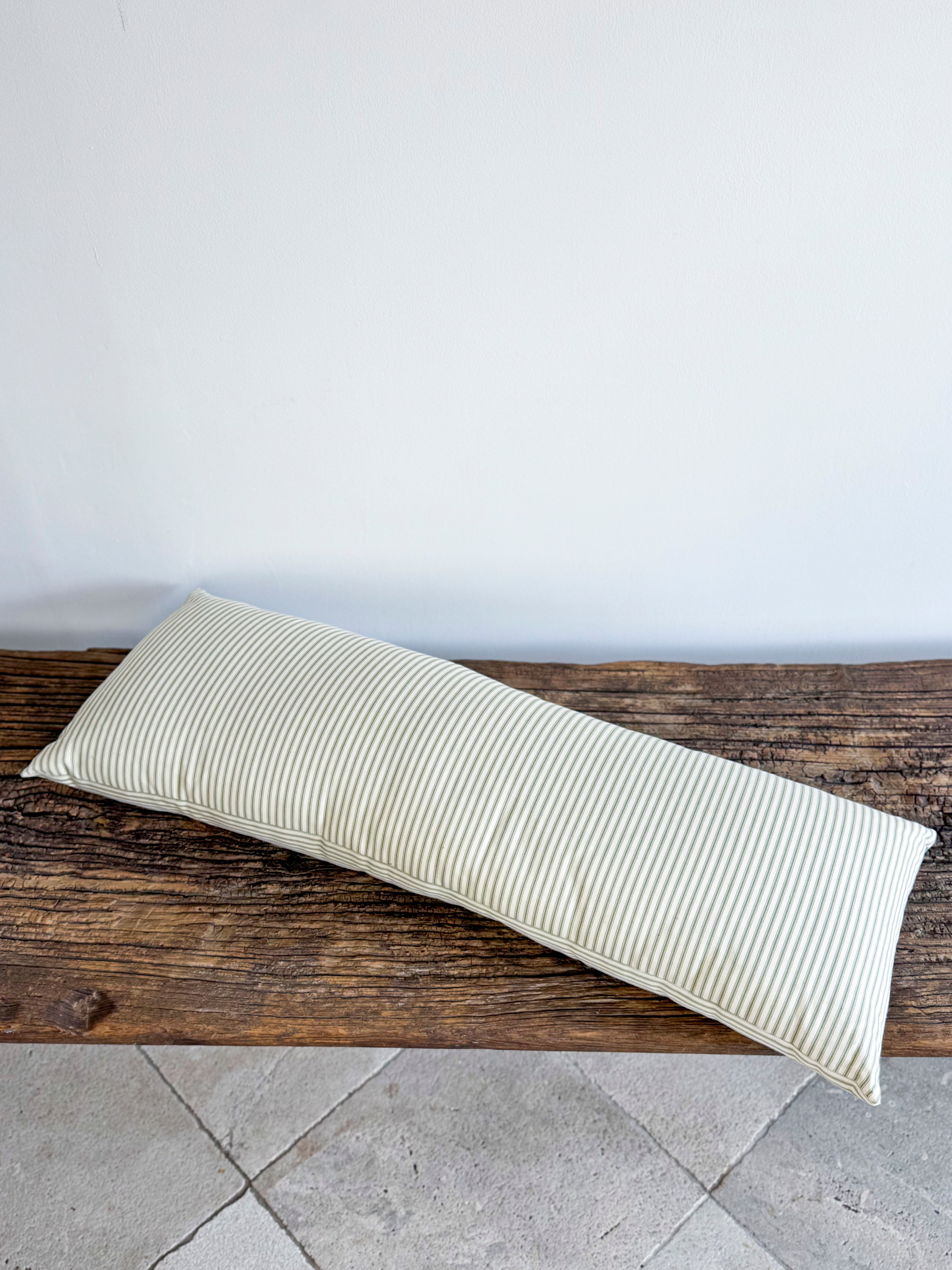 Bolster Cushion in Green & White Stripe