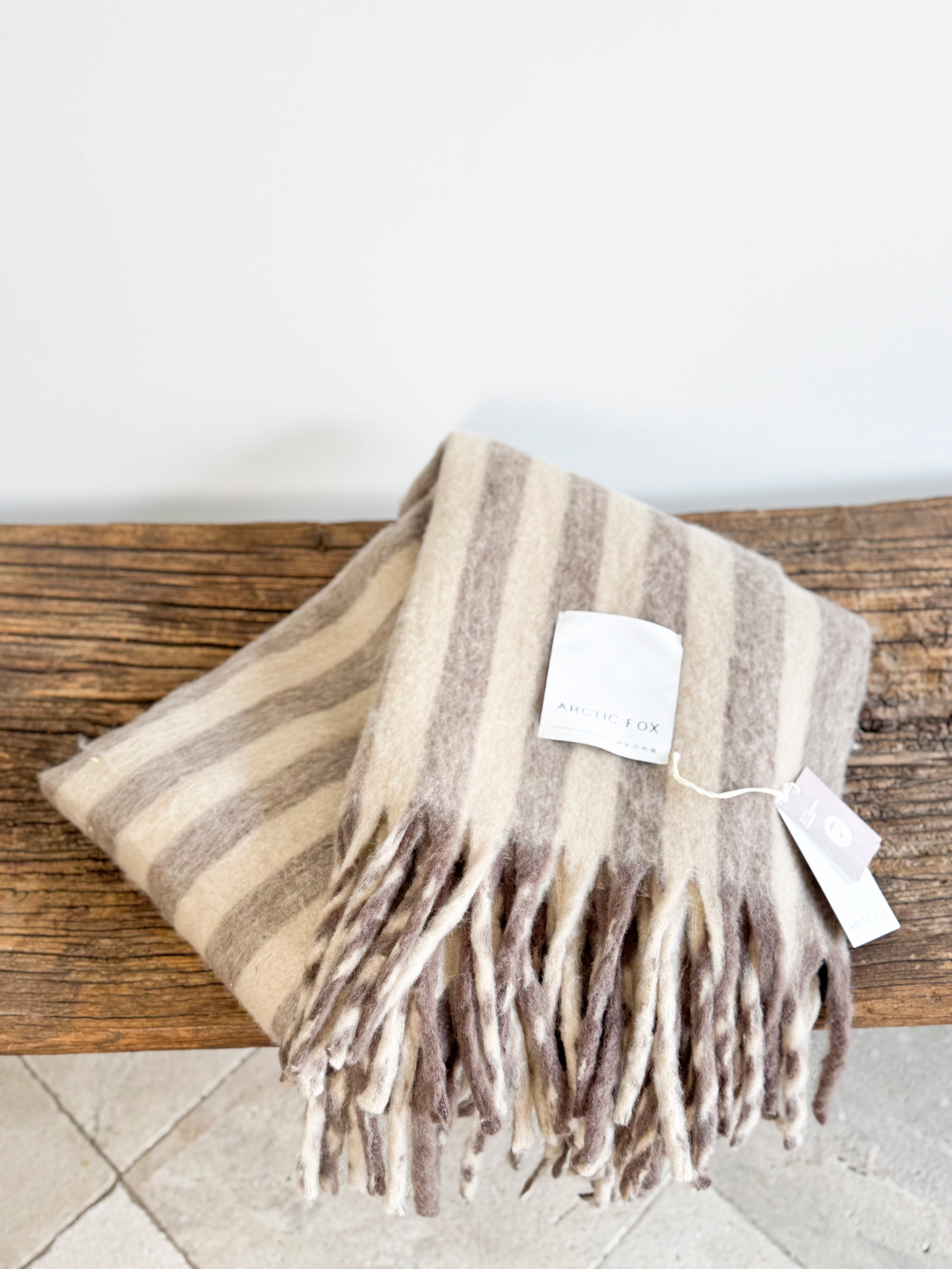 Arctic Fox Blanket - Burnt Umber Stripe