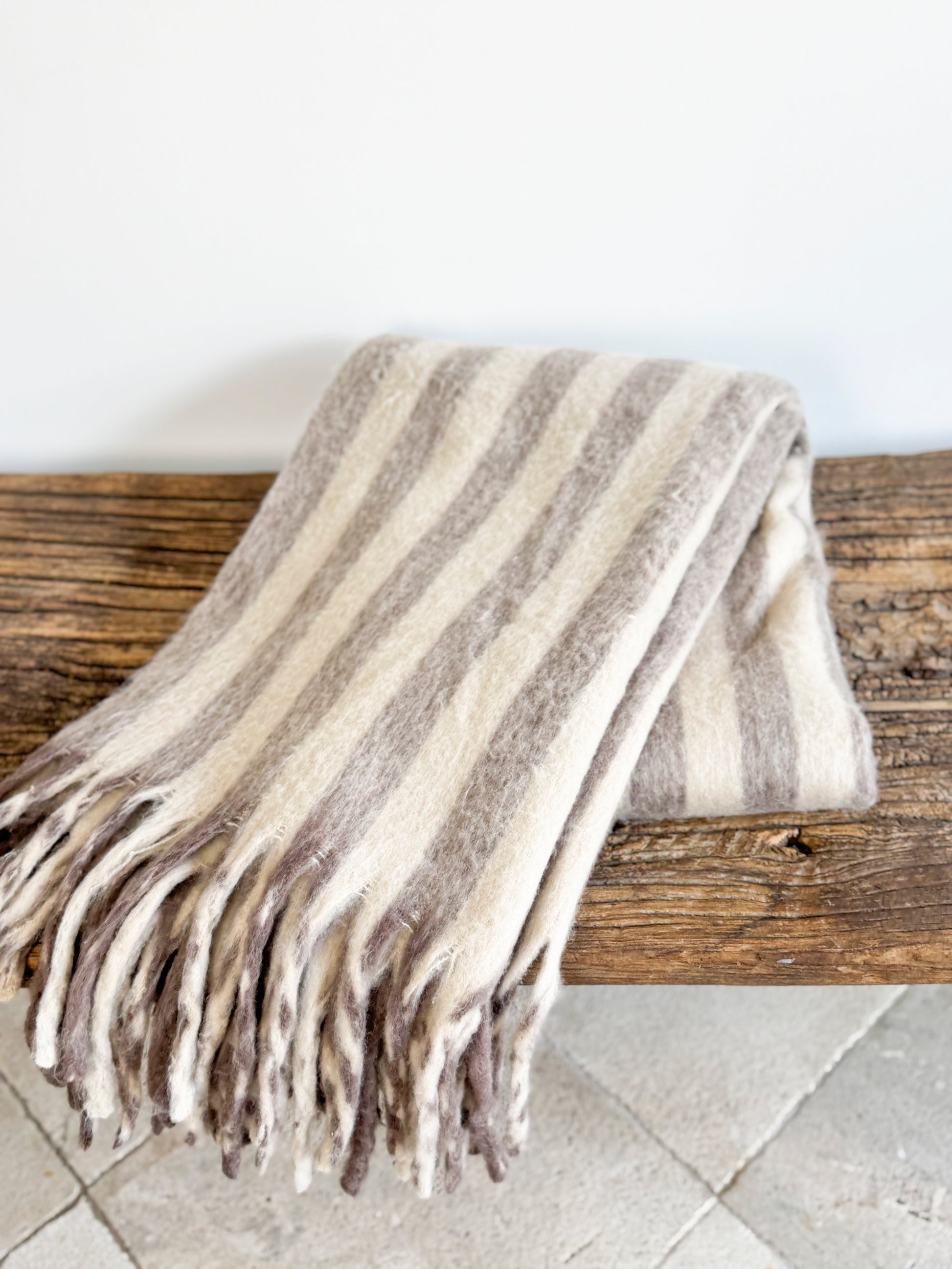 Arctic Fox Blanket - Burnt Umber Stripe