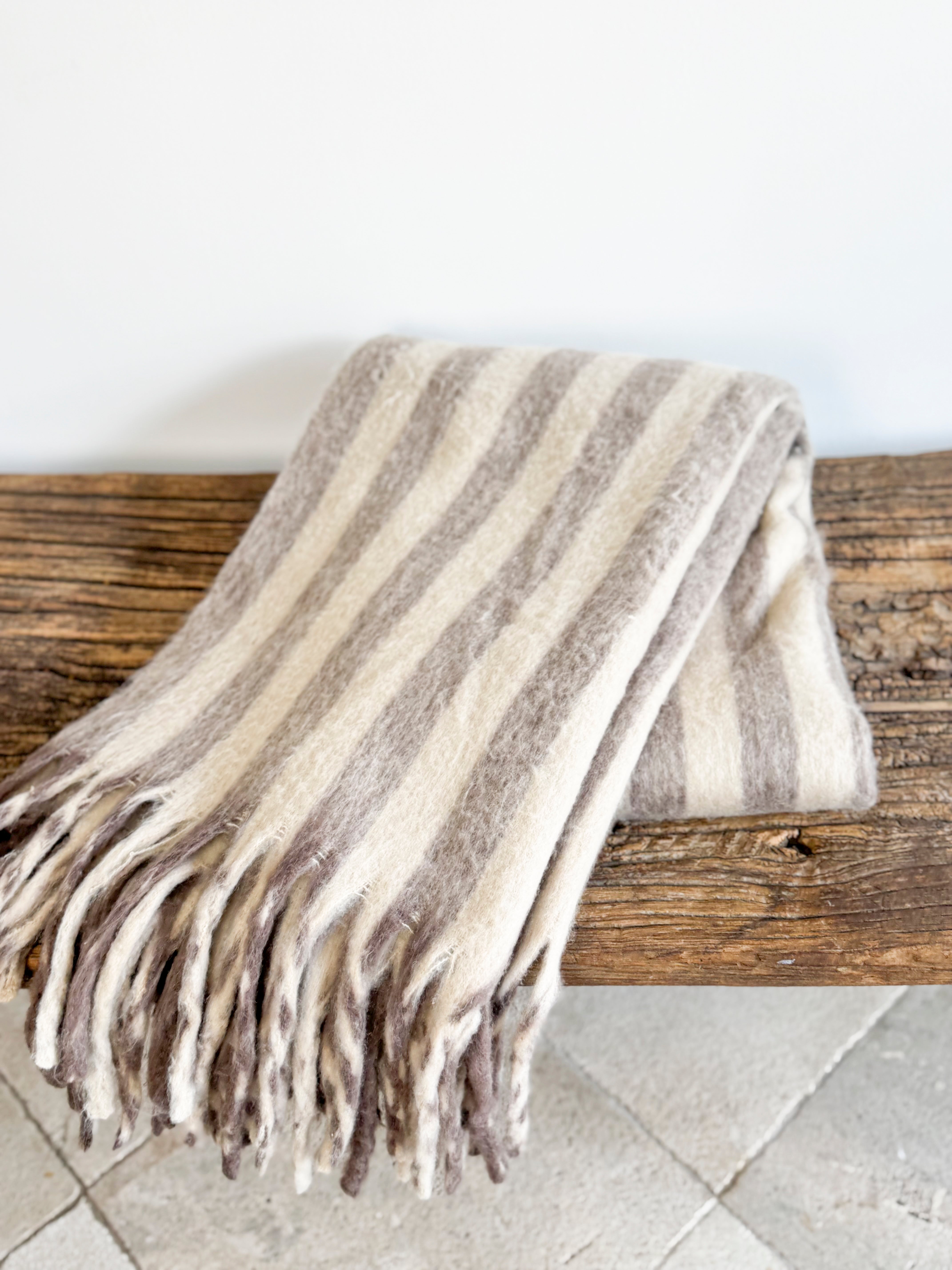 Arctic Fox Blanket - Burnt Umber Stripe