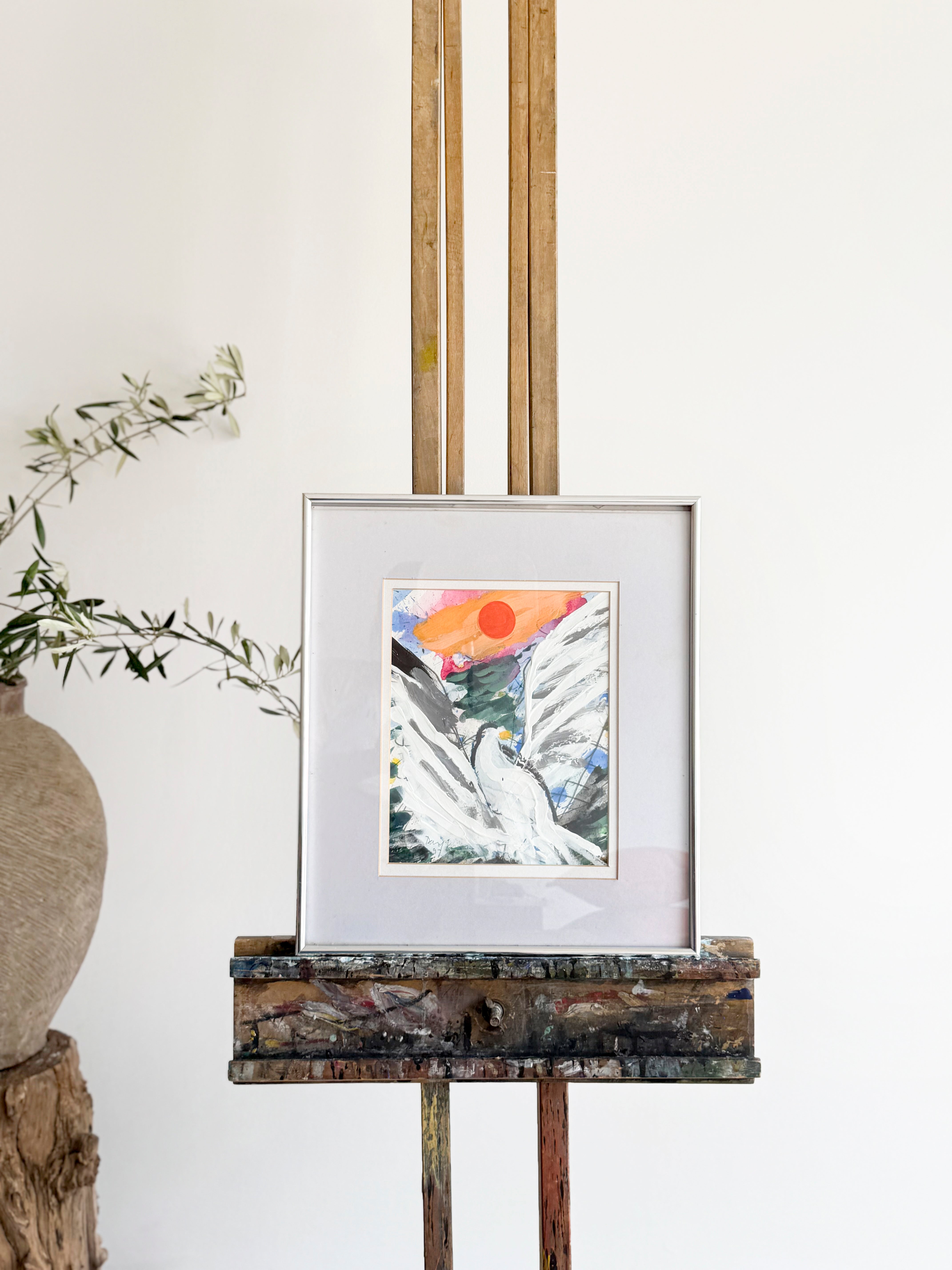 Cornish Seagull Abstract Watercolour. Online art, antiques and furniture