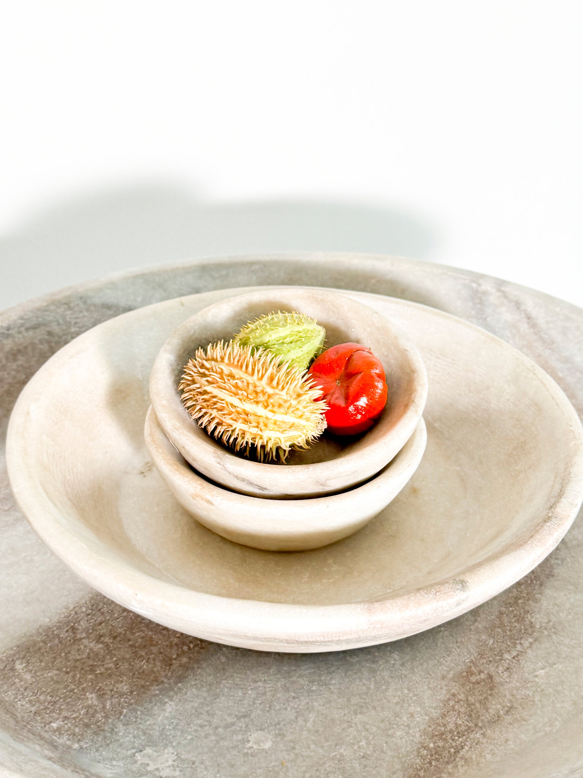 Decorative hand carved marble Indian bowl