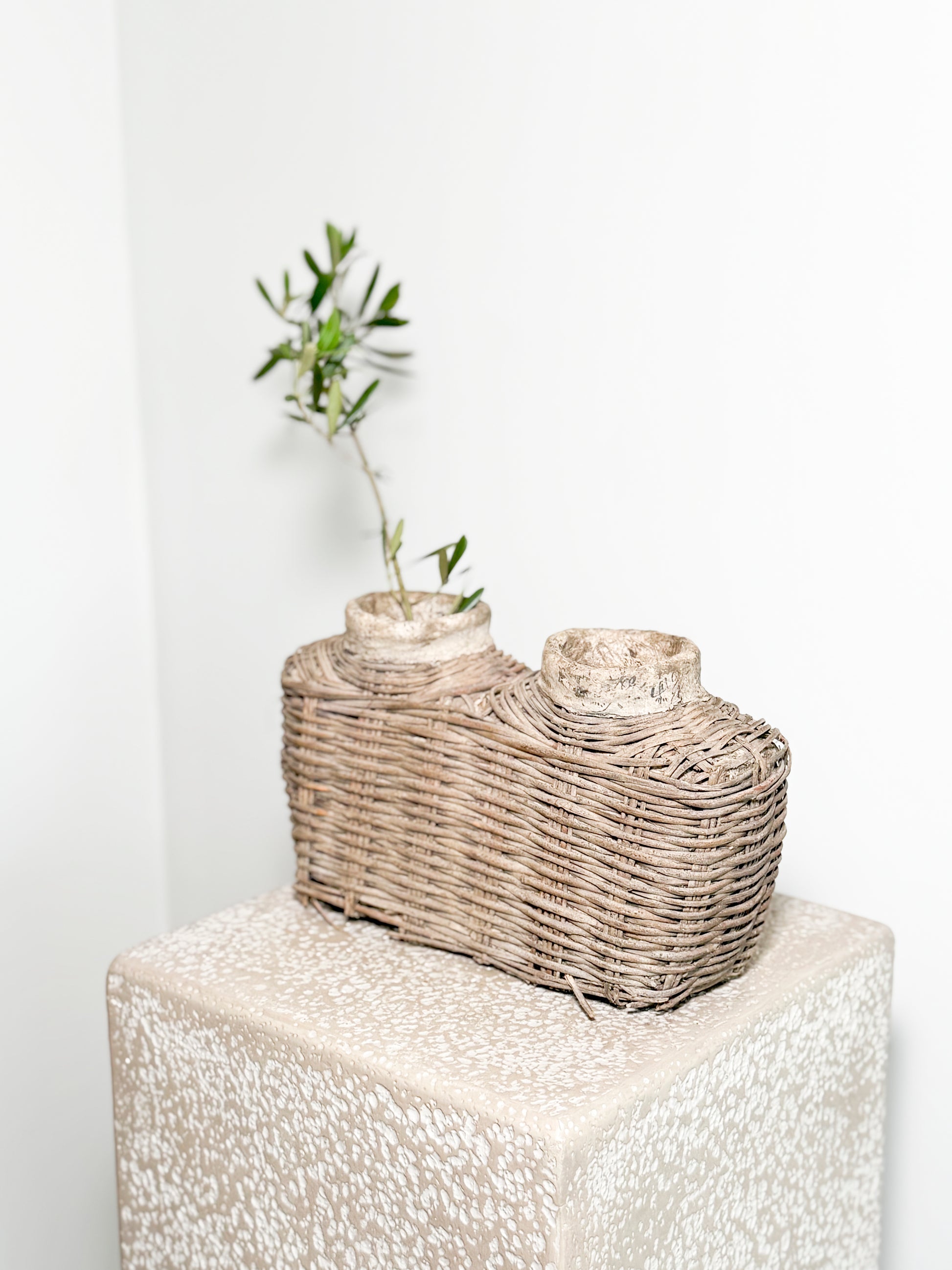 Double antique vase loam basket 