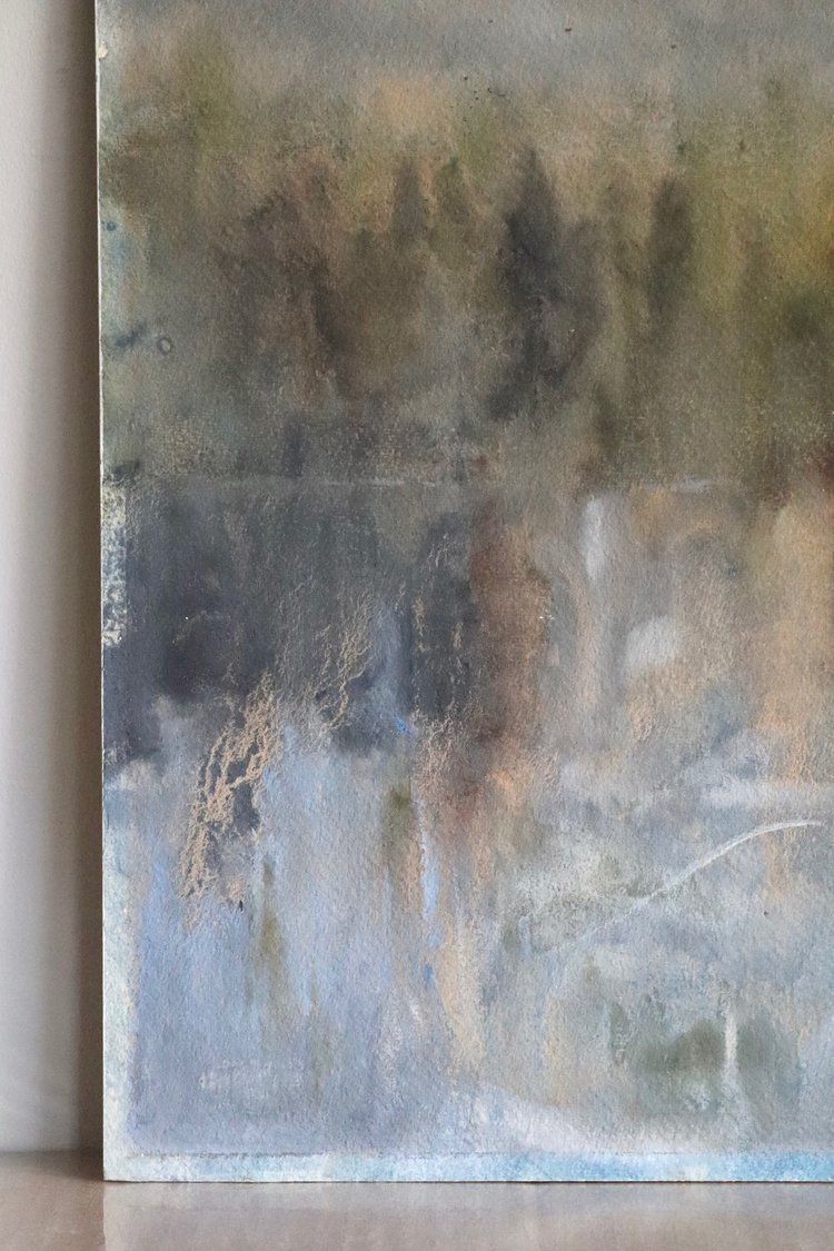 Abstract painting with a gradient of colors on a textured surface