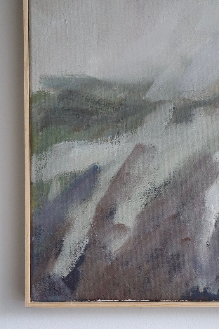 Abstract painting with textured brushstrokes on a plain background