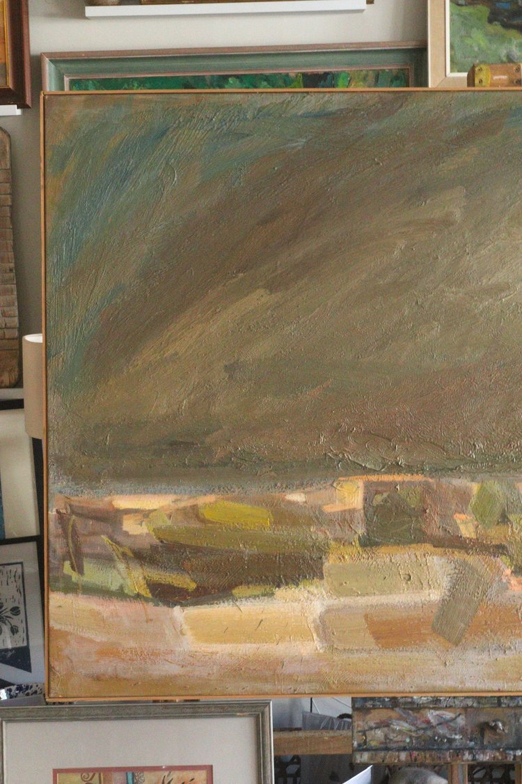 Artistic depiction of a landscape with a focus on color and texture.