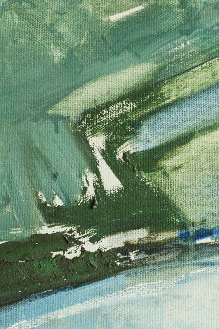 Abstract art with green and blue brush strokes