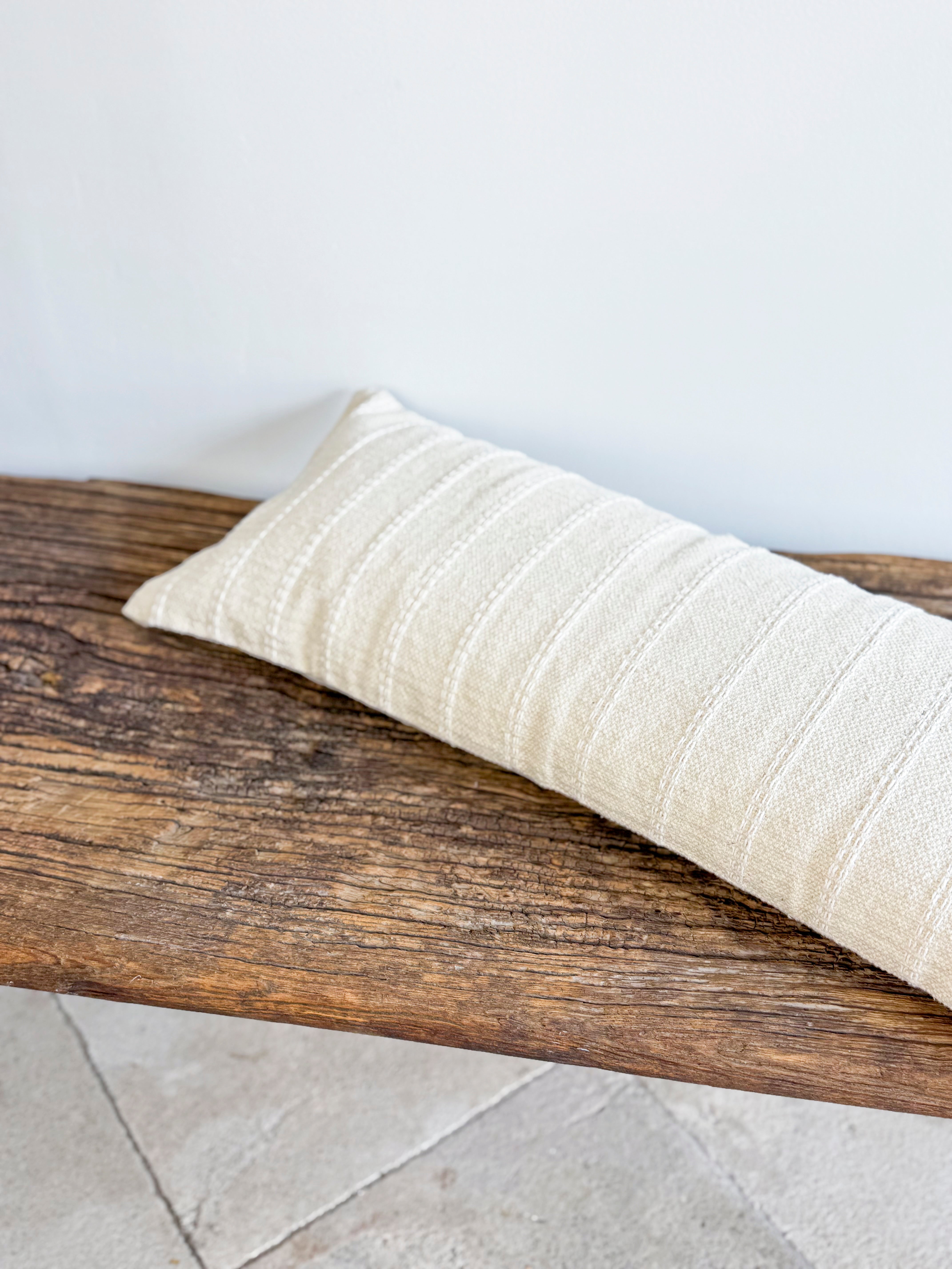 India Luxe Cotton Cushion - Cream Stripe