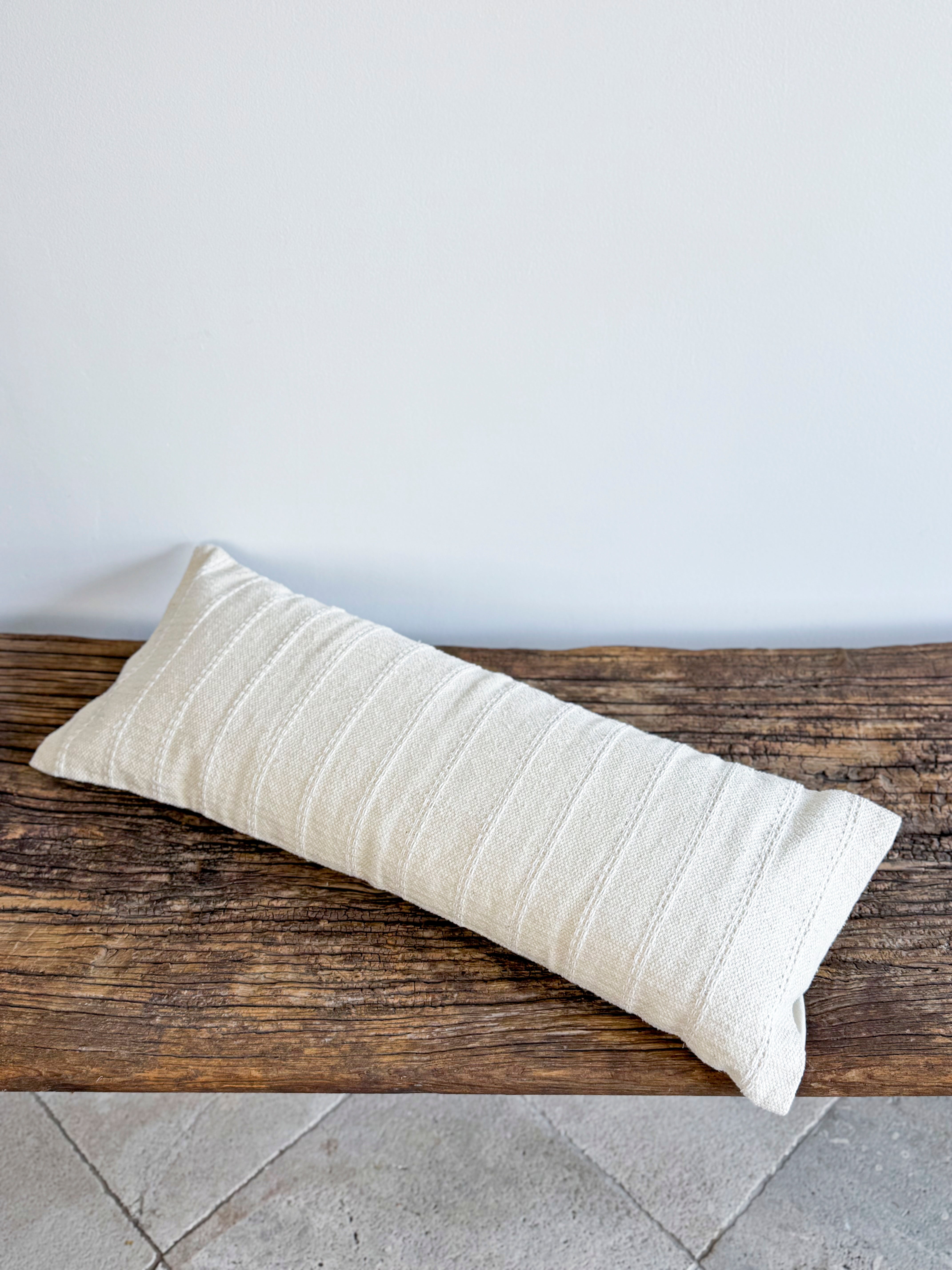 India Luxe Cotton Cushion - Cream Stripe