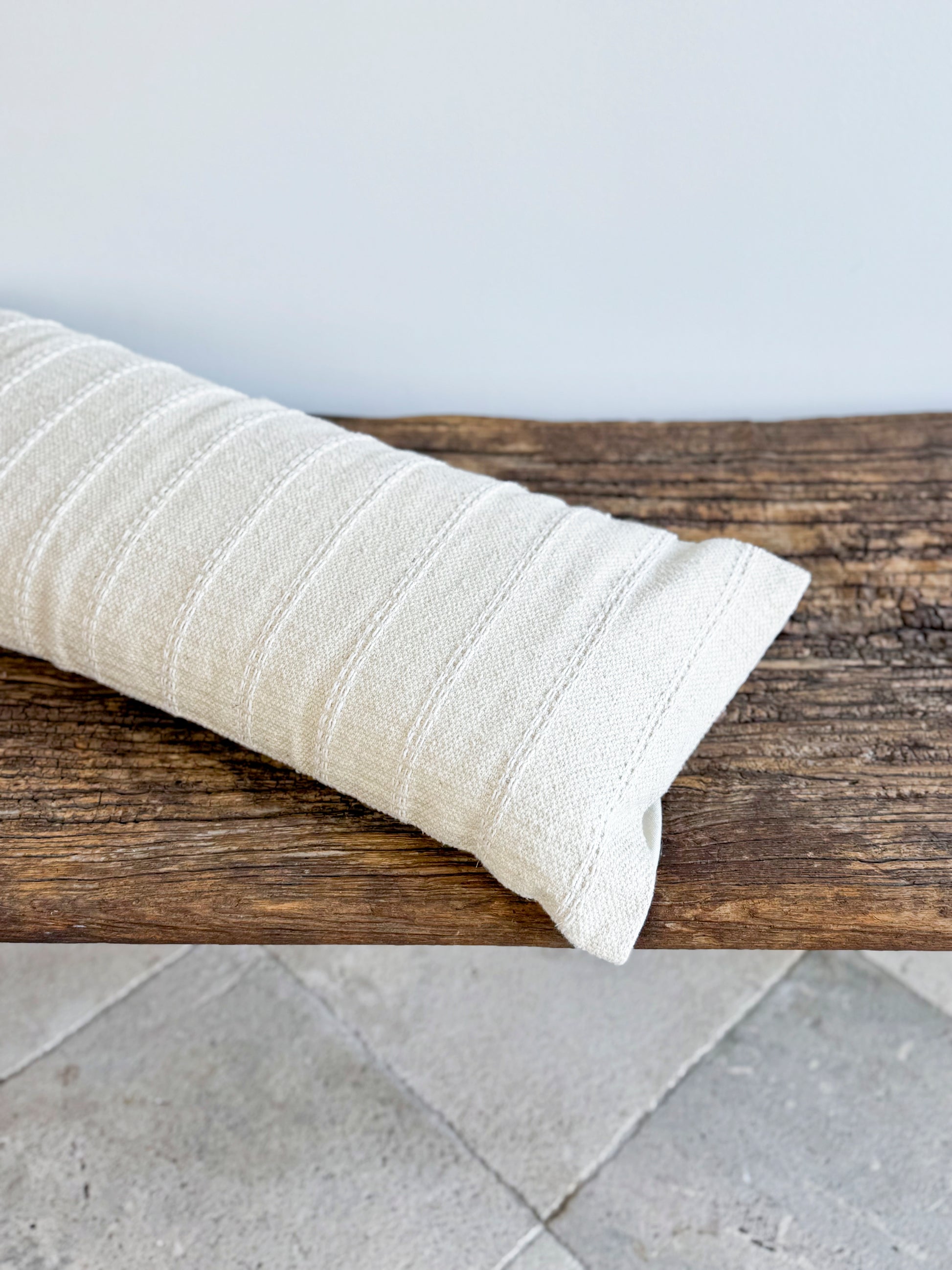 India Luxe Cotton Cushion - Cream Stripe
