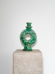 Moroccan Tamegroute green candlestick holder