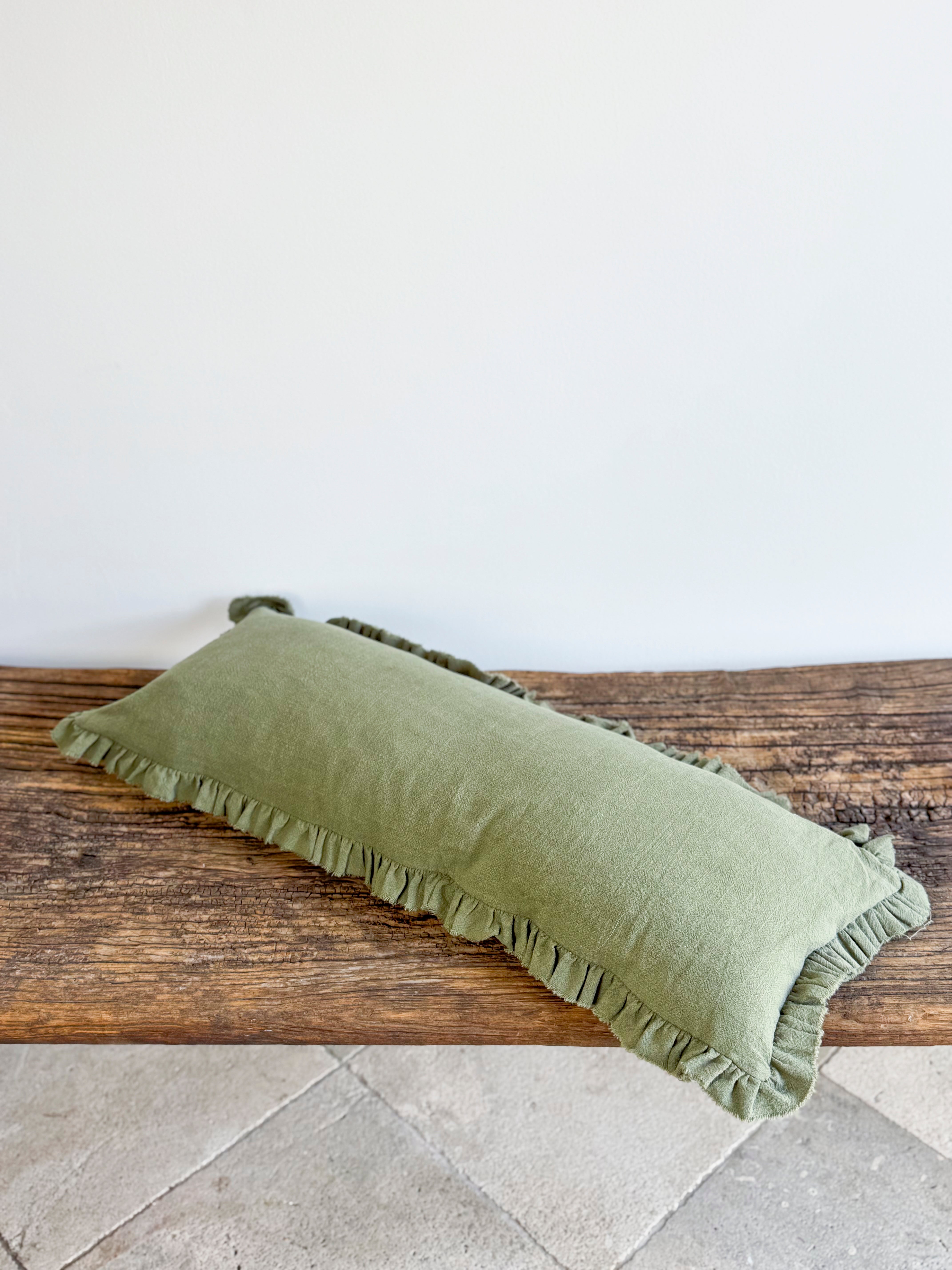 Olive Grace Linen Blend Cushion