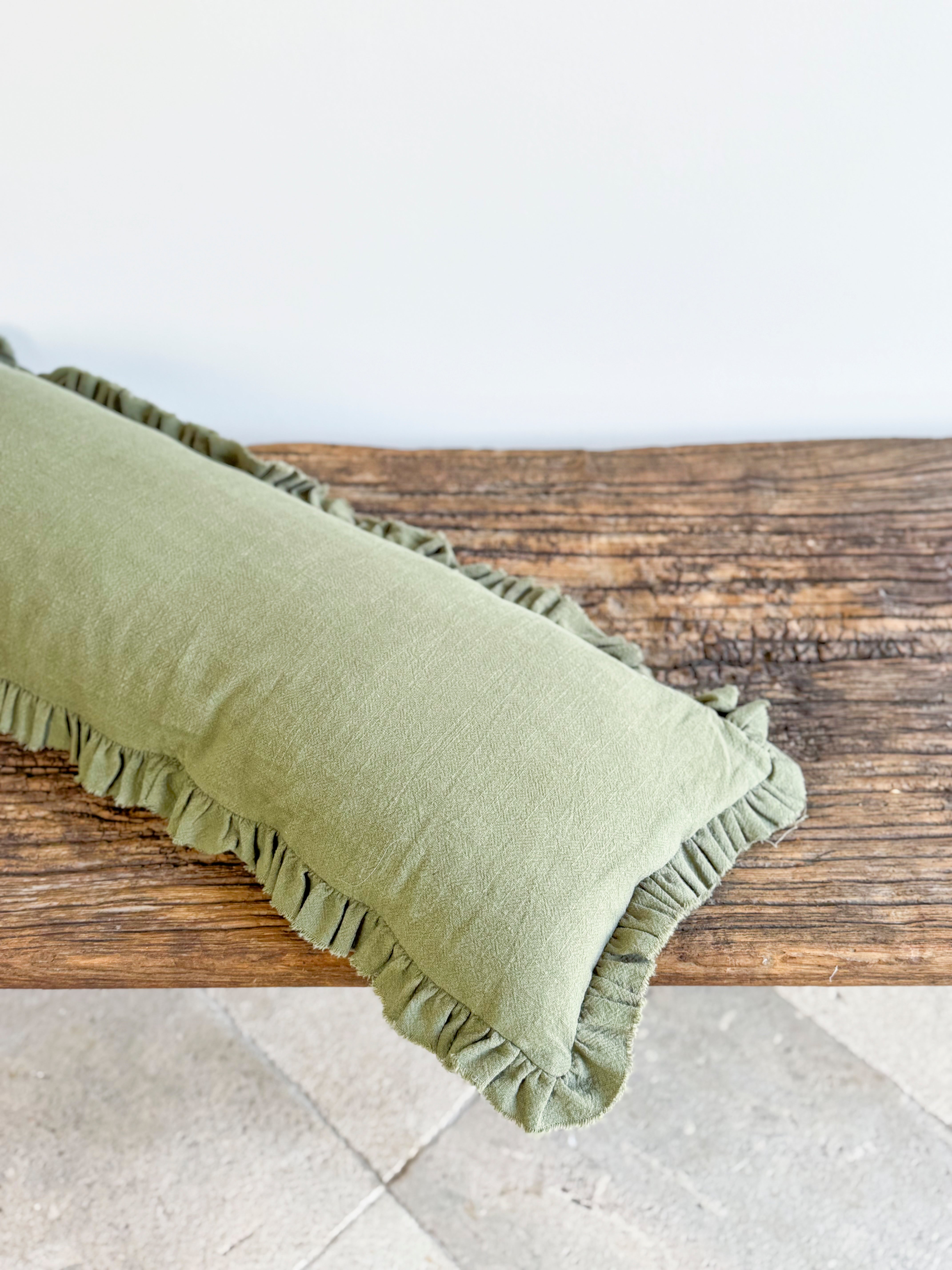 Olive Grace Linen Blend Cushion