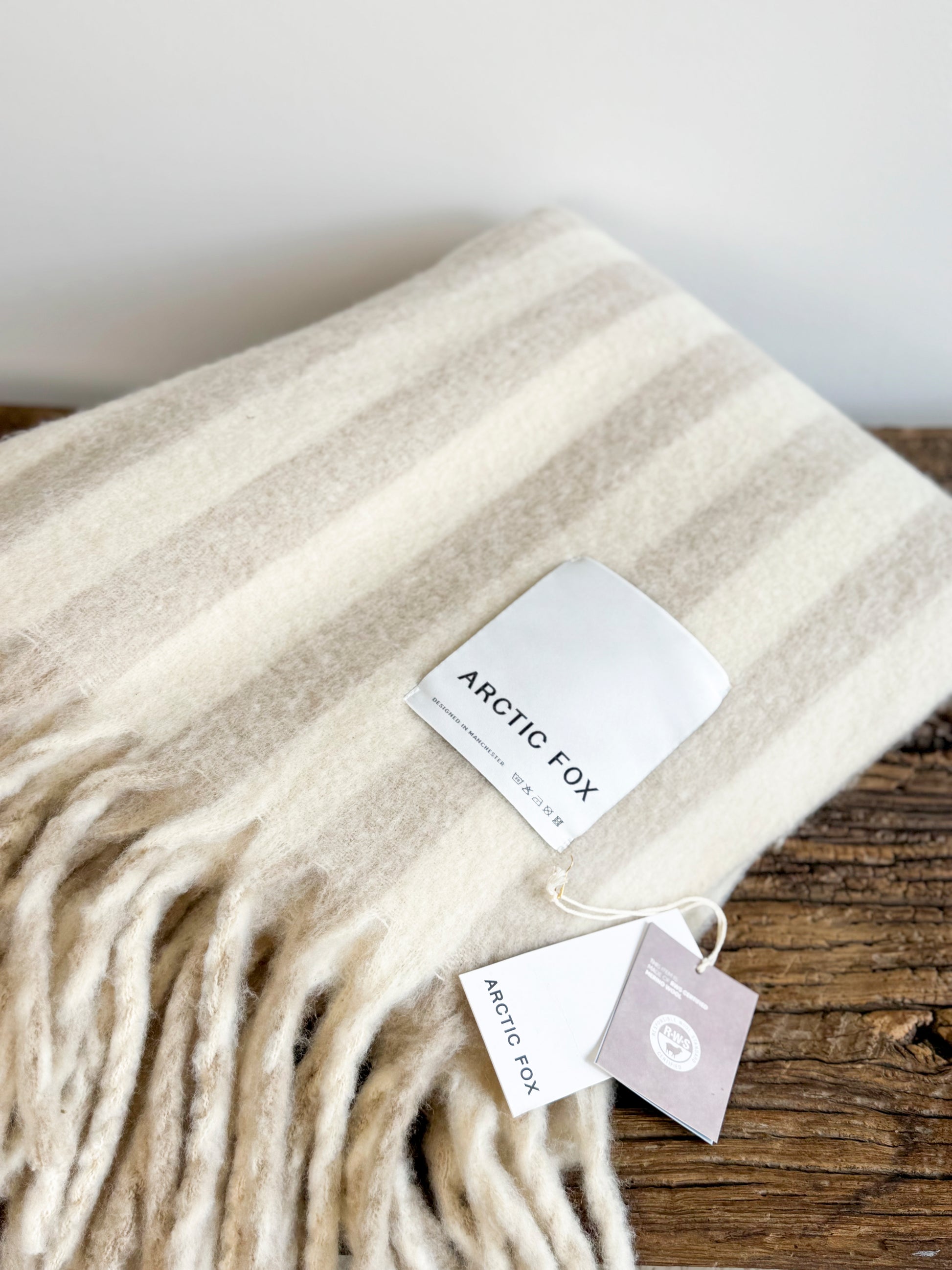 Arctic Fox Blanket - Pale Taupe Stripe