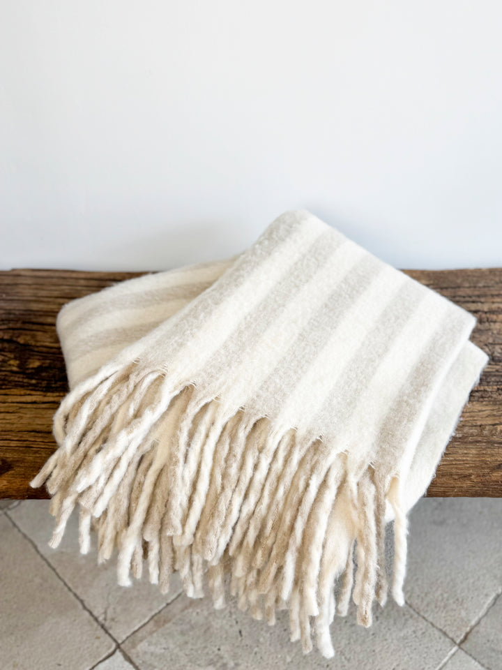 Arctic Fox Blanket - Pale Taupe Stripe