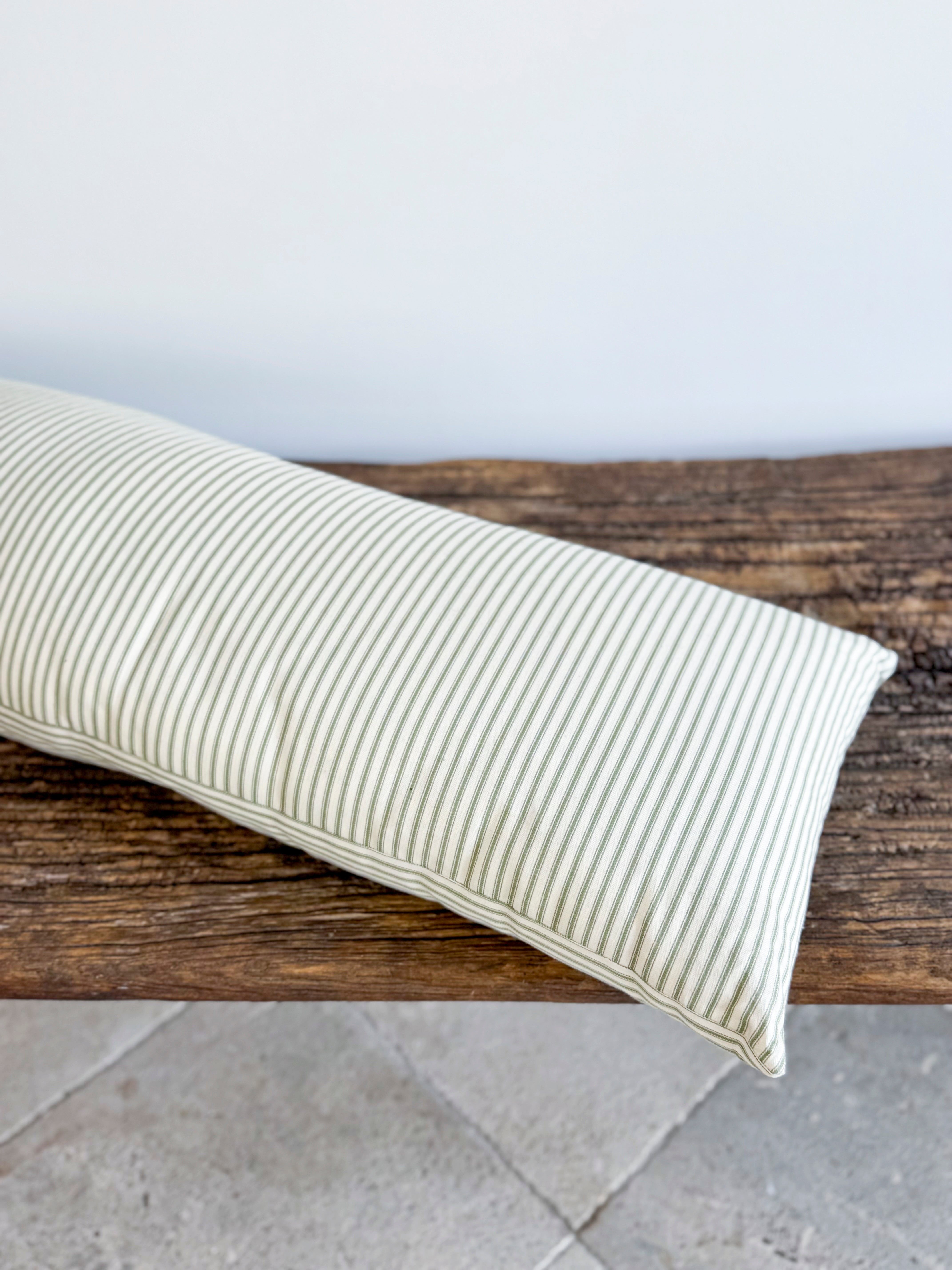 Bolster Cushion in Green & White Stripe