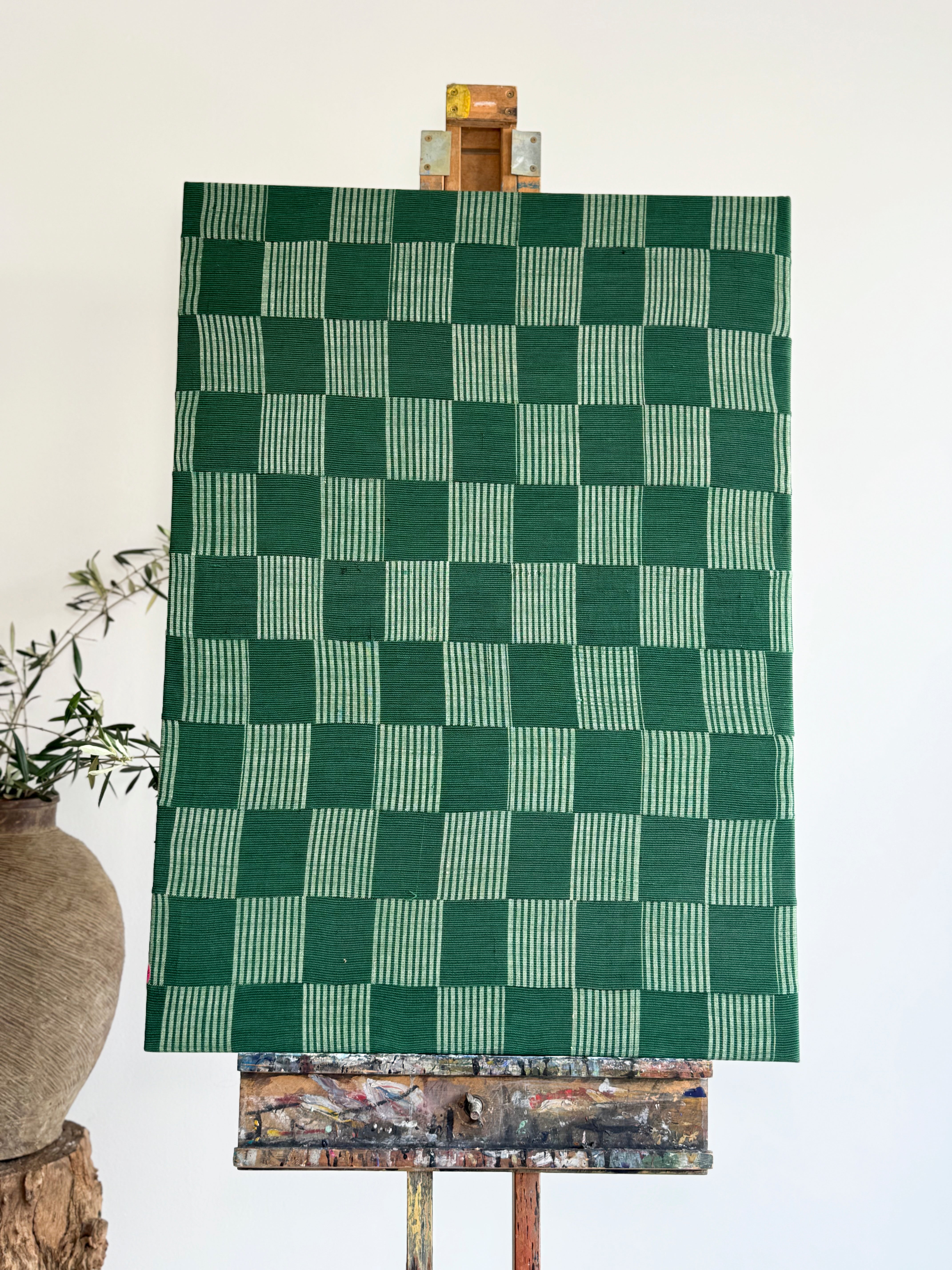 Green Textured Ewe Fabric on Canvas