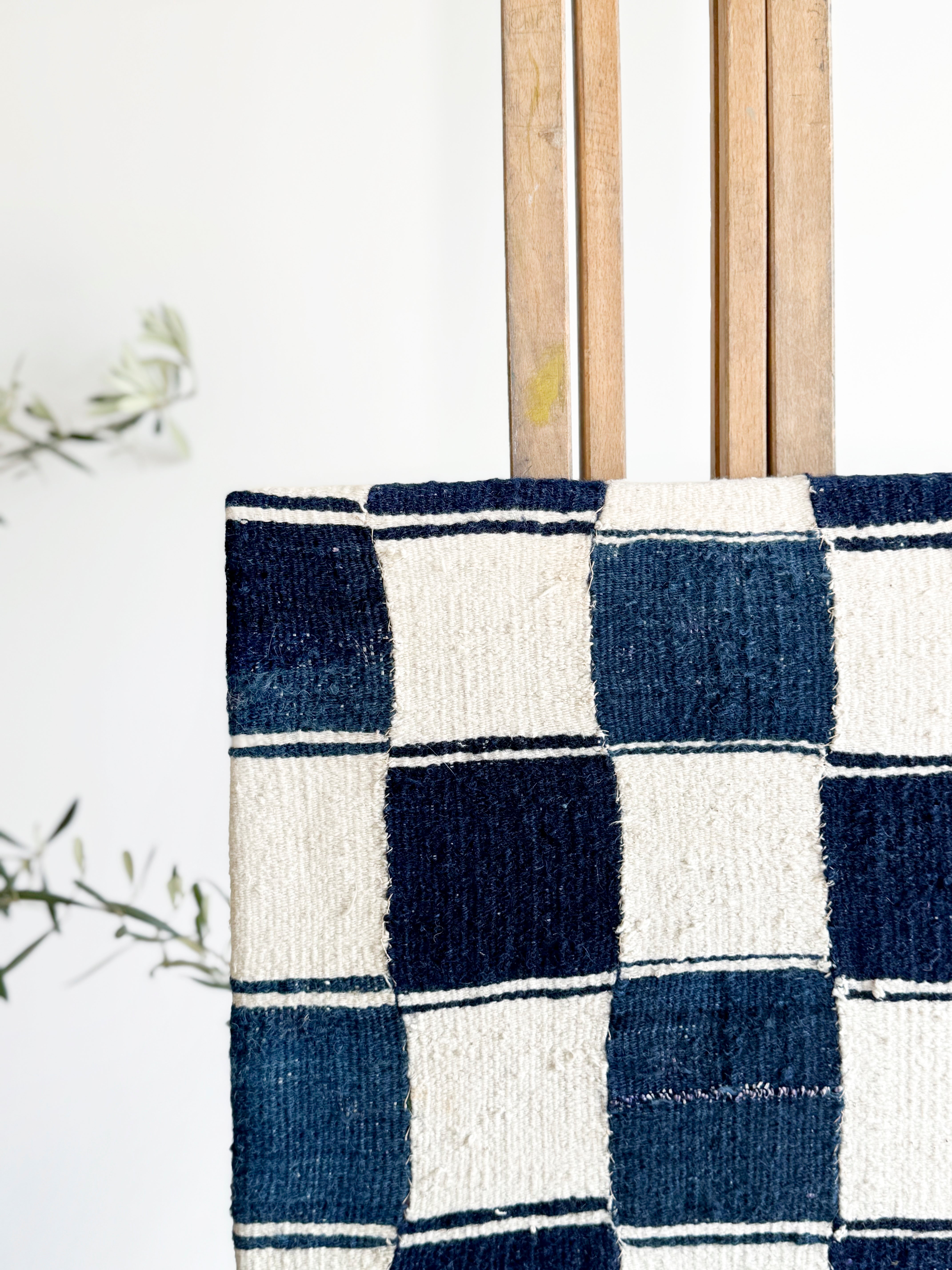 Blue & White Textured Ewe Fabric on Canvas