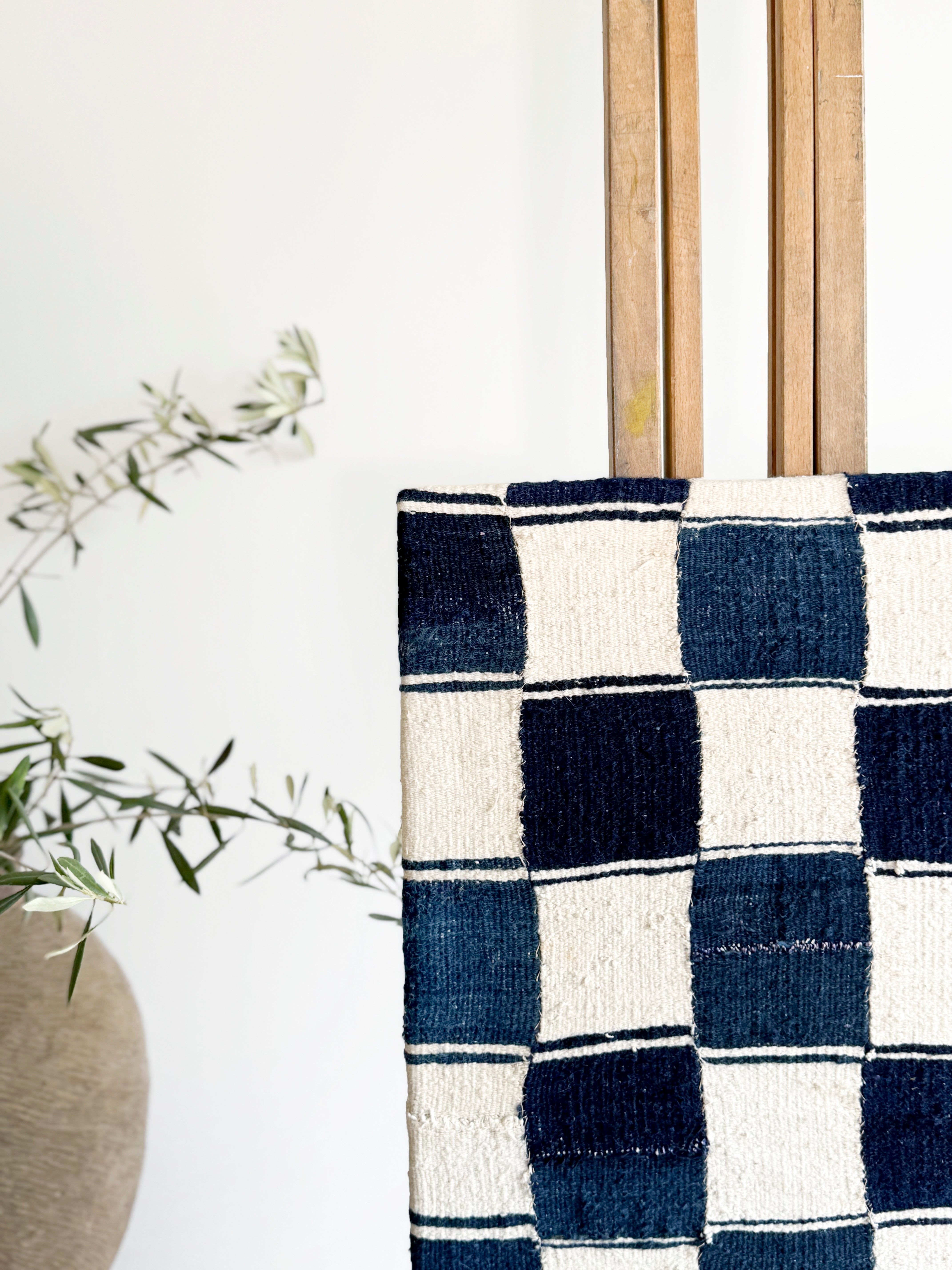 Blue & White Textured Ewe Fabric on Canvas