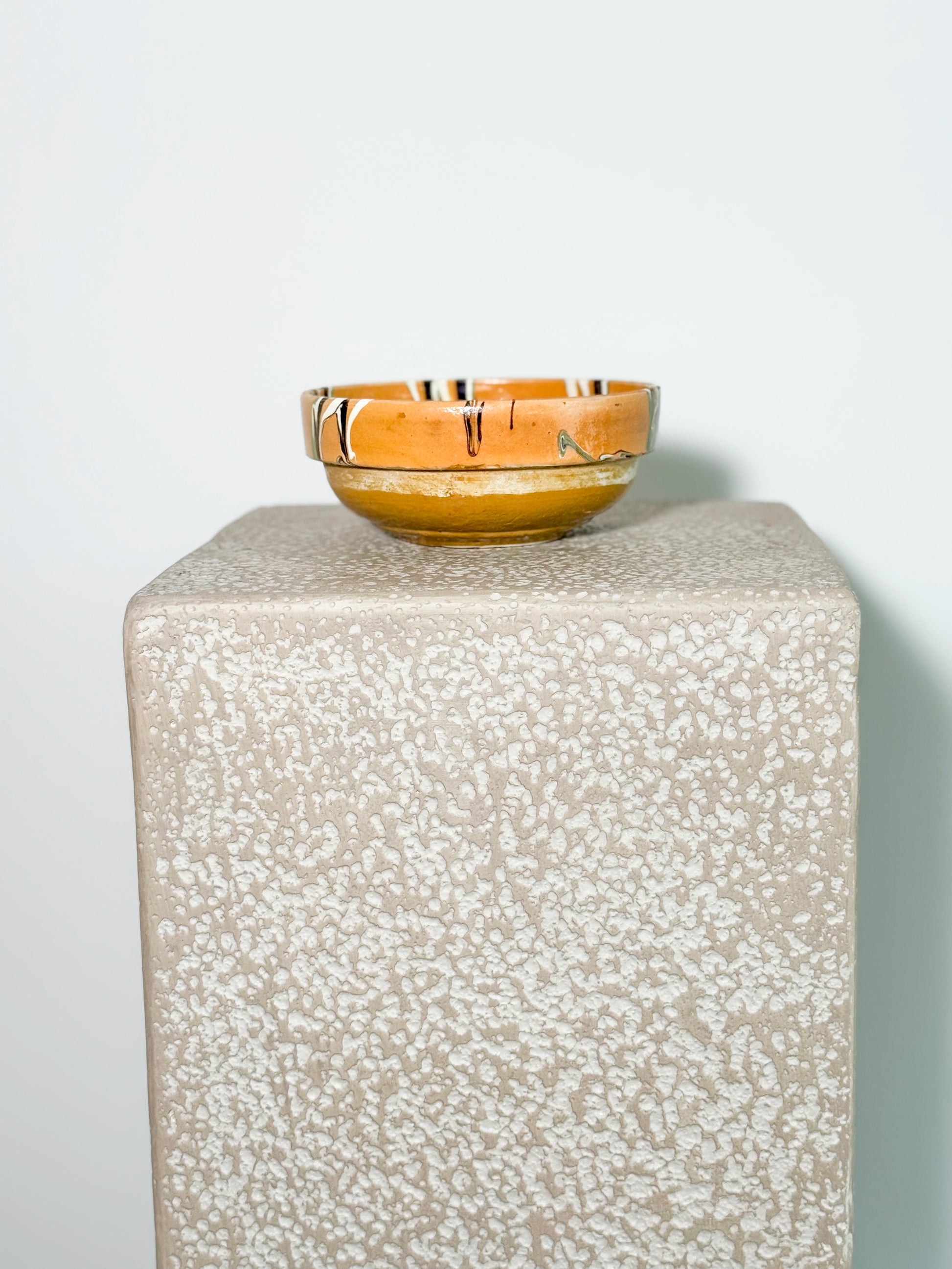 Handmade orange Romanian earthenware bowl 