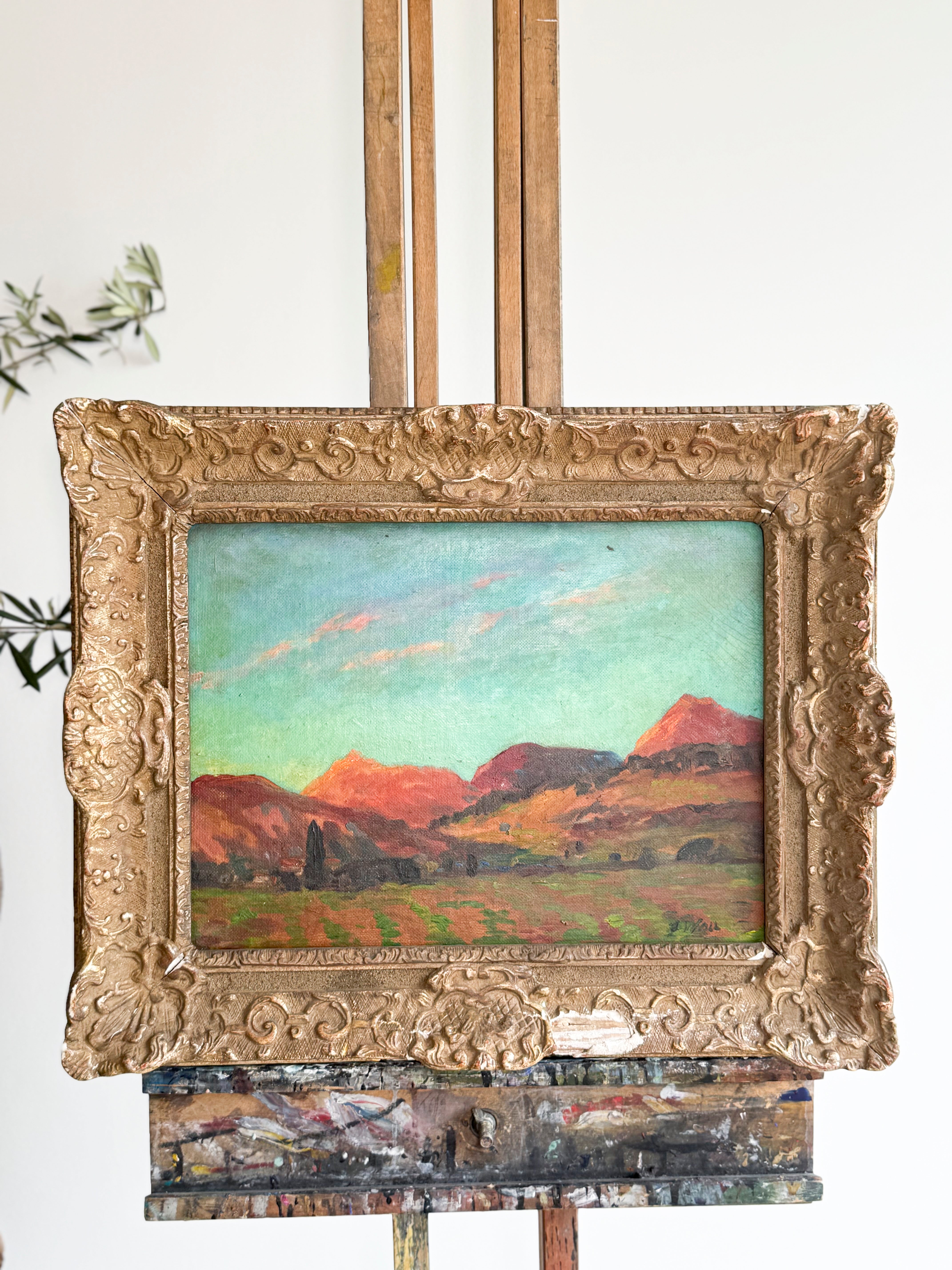 Sunset Over the Hills antique art