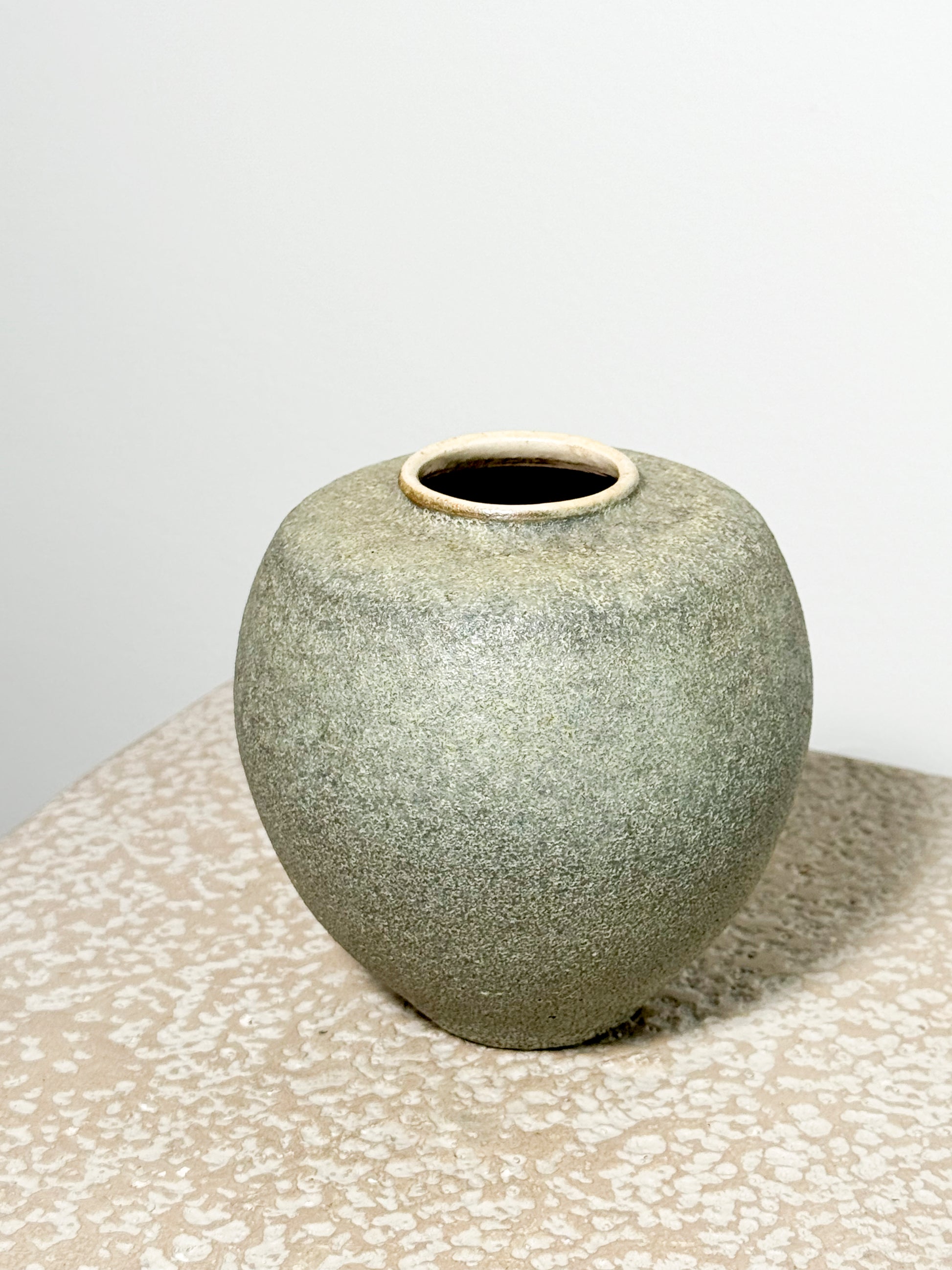 Studio Pottery Vase green textured