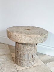 Vintage Mill Wheel and Axle Side Table