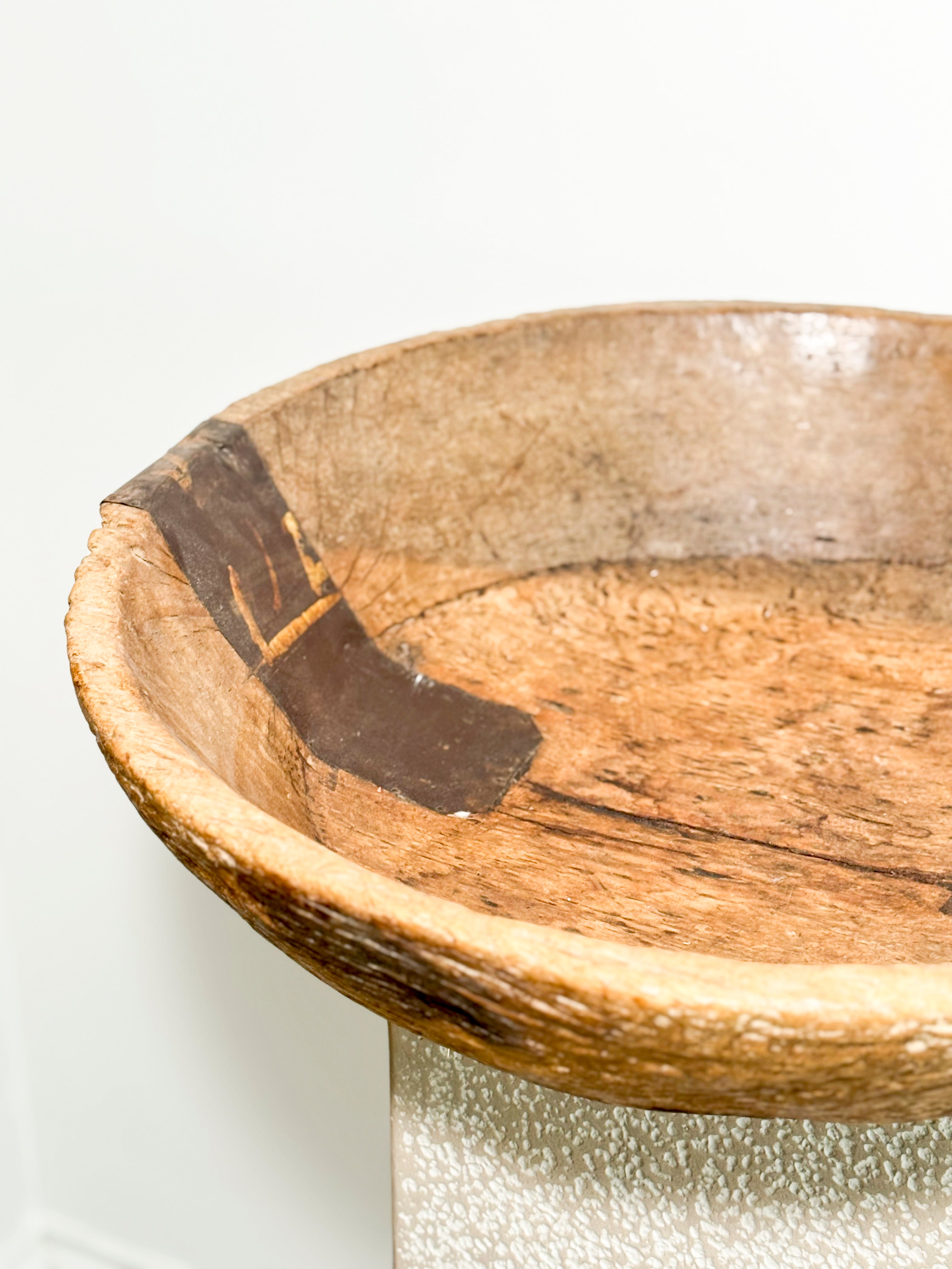 Antique , hand-carved wooden bowl