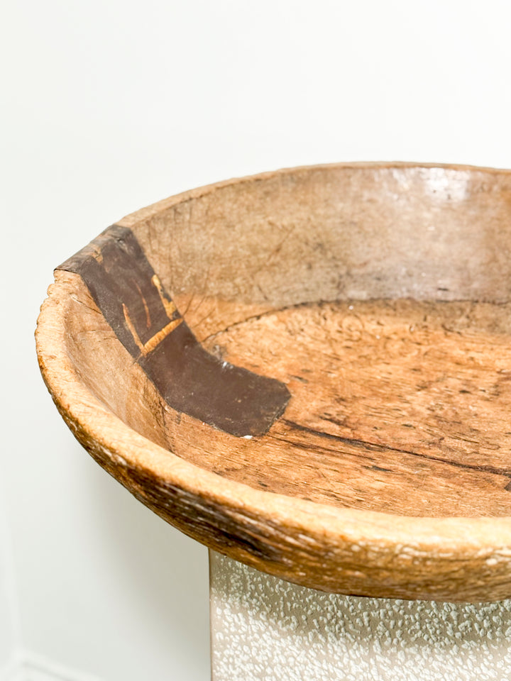 Antique , hand-carved wooden bowl